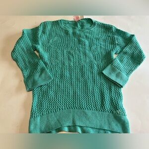 Copper Key Girls Green Open Knit Crochet Sweater Cotton Blend  10 12 Smile!